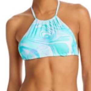 Aqua Multicolor Swirl Bikini Top